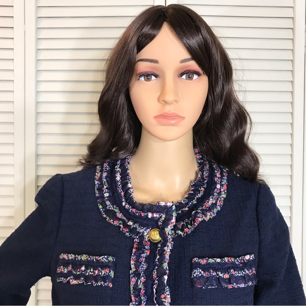 J.Crew Lady Jacket with Liberty Trim Navy Blue Size 8 - Picture 5 of 15